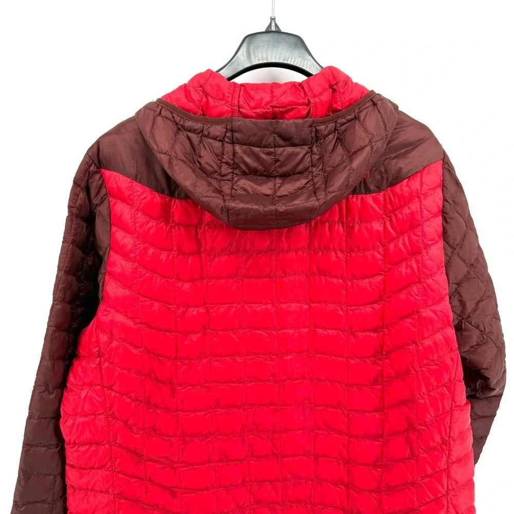 The North Face Thermoball Mens XXL Pre-Owned‎ Hooded Puffer Jacket Red Brown